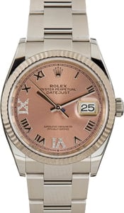 Rolex Datejust 36MM Stainless Steel, Flutted Bezel Pink Roman Dial, B&P (2020)