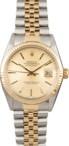 Men's Rolex Datejust 16013 Champagne Tapestry Index Dial