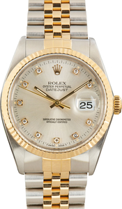 Used Rolex Datejust Ref 16013 Diamond Silver Dial