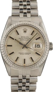 Rolex Datejust 36MM Steel Engine Turned Bezel Silver Dial, Jubilee Band (1979)