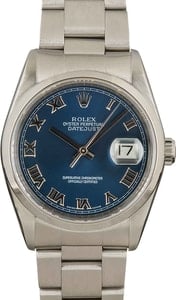 Pre-Owned Rolex Datejust 16200 Blue Roman Dial