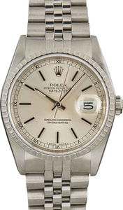 Used Rolex Datejust 16220 Silver Index Dial