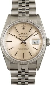 Rolex Datejust 16220 Silver Tapestry Dial