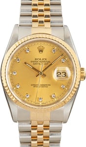 Two Tone Rolex DateJust 16233 Diamond Dial