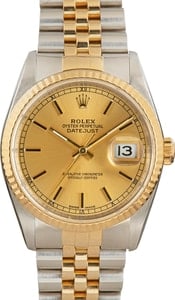 Rolex Datejust 36MM Steel & 18k Gold, Fluted Bezel Champagne Dial, Jubilee Band (1991)