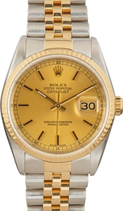 Rolex Datejust 36MM Steel & 18k Gold, Fluted Bezel Champagne Dial, Jubilee Band (1989)