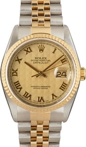 Rolex Datejust 36MM Steel & 18k Gold, Fluted Bezel Pyramid Dial, Jubilee Band (1996)