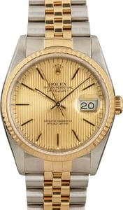 Used Rolex Datejust 16233 Champagne Tapestry Index Dial