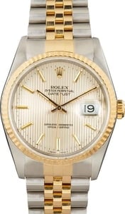 Rolex Datejust 16233 Silver Tapestry Dial