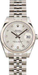 Used Rolex Lady Datejust 31 Silver Diamond Dial Ref 178274