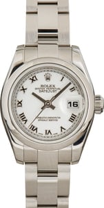 Rolex Datejust 26MM Stainless Steel, Smooth Bezel White Roman Dial, B&P (2007)