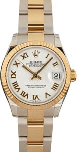 Rolex Datejust 31MM Steel & 18k Gold, Fluted Bezel White Roman Dial, B&P (2022)