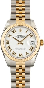 Pre-Owned Mid-Size Rolex Datejust 31 Ref 178273 White Roman Dial