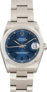 Used Stainless Steel Rolex Datejust 31 Ref 78240 Blue Dial
