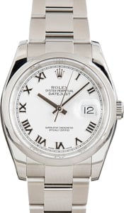 Pre-owned Rolex Datejust Ref 116200 White Roman Dial