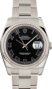 Used Rolex Datejust Ref 116234 Black Roman Dial