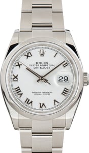 Pre-Owned Rolex Datejust 36 Stainless Steel Ref 126200 White Roman Dial