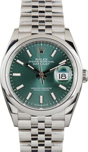 Used Stainless Steel Rolex Datejust 36 Ref 126200 Mint Green Dial