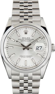Used Stainless Steel Rolex Datejust 36 Ref 126200 Silver Dial