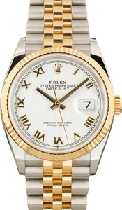 Used Two-Tone Rolex Datejust 36 White Roman Dial Ref 126233
