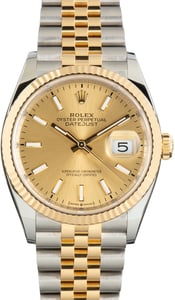 Pre-Owned Rolex Datejust 36 Champagne Dial Ref 126233 Jubilee Band