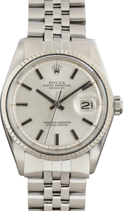 Used Stainless Steel Rolex Datejust 36 Ref 1601 Silver Sigma Pie Pan Dial