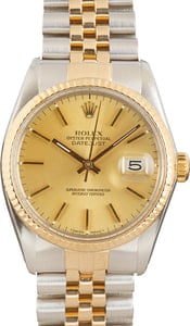 Preowned Rolex Datejust 36 Ref 16013 Champagne Index Dial