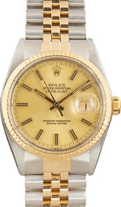 Used Rolex Datejust 36 Steel & Gold 16013 Champagne Dial