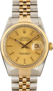 Pre-Owned Rolex Datejust 36 Steel & Gold ref 16013 Champagne Dial