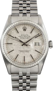 Vintage Rolex Datejust 36 Silver Linen Dial Ref 16014