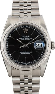 Rolex Datejust 36 Black Dial 16220 Steel Jubilee