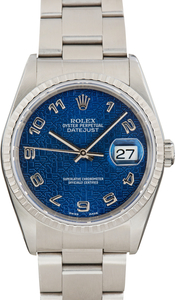 Used Rolex Datejust 36 ref 16220 Blue Arabic Jubilee Dial