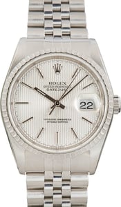 Rolex Datejust Ref 16220 Silver Tapestry Dial
