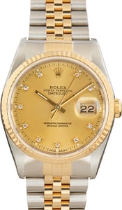 Used Rolex Datejust 36 Champagne Diamond Dial ref 16233