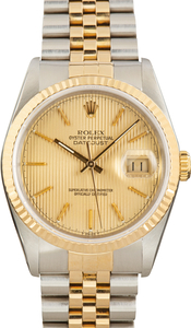 Used Rolex Datejust 36 Champagne Tapestry Dial Ref 16233
