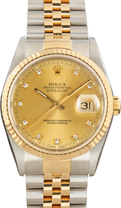 Used Two-Tone Rolex Datejust 36 Ref 16233 Champagne Diamond Dial