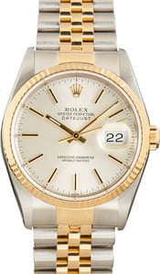 Used Two Tone Rolex Datejust 36 Ref 16233 Silver Index Dial