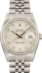 Pre-Owned Stainless Steel Rolex Datejust 36 Ref 16234 Silver Dial