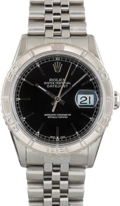 Used Rolex Datejust 36 Turn-o-Graph Bezel Ref 16264 Black Dial