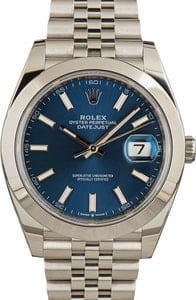Rolex Datejust 41MM Stainless Steel, Jubilee Band Blue Chromalight Dial, B&P (2020)