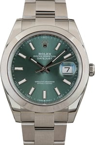 Used Rolex Datejust 41 Mint Green 126300 Stainless Steel