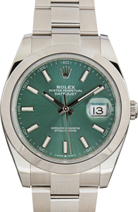 Used Stainless Steel Rolex Datejust 41 Mint Green Dial 126300
