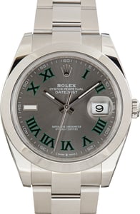 Used Stainless Steel Rolex Datejust 41 Slate Wimbledon Dial Ref 126300