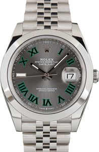 Pre-Owned Stainless Steel Rolex Datejust 41 Ref 126300 Wimbledon Dial