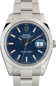 Pre-Owned Rolex Datejust 41 Blue Fluted Motif Dial Ref 126300