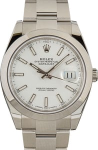 Rolex Datejust 41MM Stainless Steel, Oyster Band White Chromalight Dial, B&P (2017)