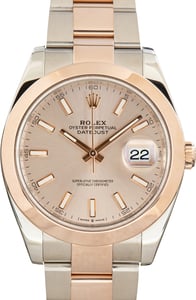 Pre-Owned Steel & 18k Everose Gold Rolex Datejust 41 Ref 126301 Sundust Dial