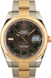 Rolex Datejust 41MM Steel & 18k Gold, Smooth Bezel Slate Wimbledon Dial, B&P (2021)