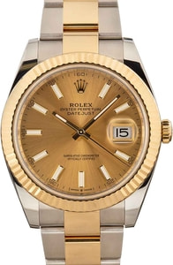 Rolex Datejust 41MM Steel & 18k Gold, Oyster Band Champagne Index Dial, B&P (2019)