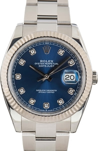 Pre-owned Men's Rolex Datejust 41 Ref 126334 Blue Diamond Dial
